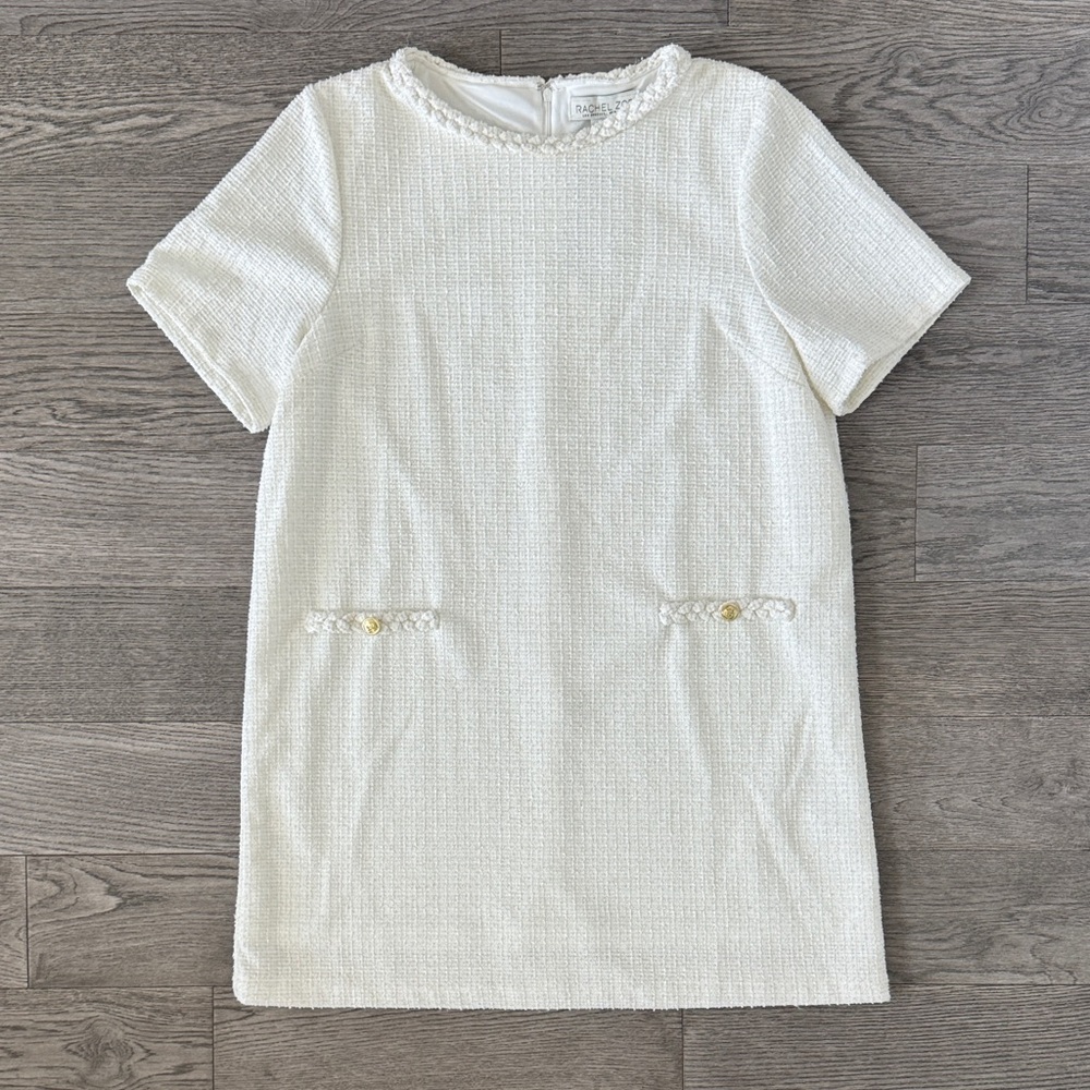 🌼RACHEL ZOE🌼 NWT Cream Tweed Mini Shift Dress, Size XL